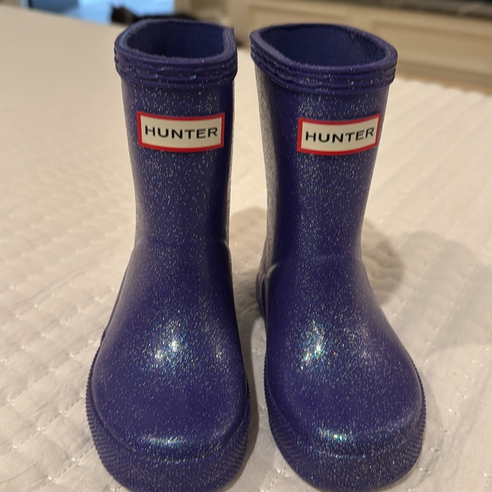 Hunter rain boots - size 6C - purple glitter